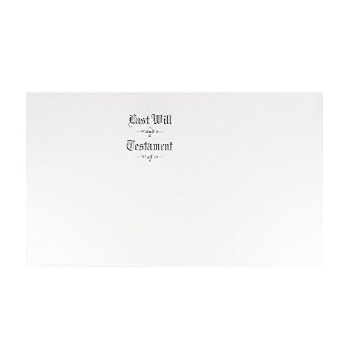 Blumberg Will Cover, “Last Will and Testament” Engraved in Black, 65# Textured Finish Bright White Archival Cover Stock, Legal Size, 100 per Box