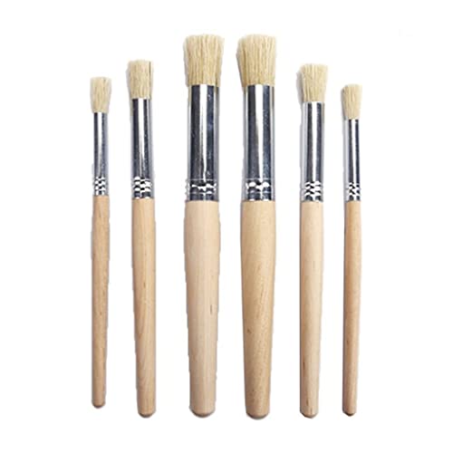 UOHLCX HBJWOV 6pcs/Set Watercolor Painting Stencil Brush Different Size Wooden Handle Art Supplies