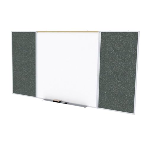 Ghent Style D 4 x 16 Feet Combination Board, Porcelain Magnetic Whiteboard and Recycled Rubber Bulletin Board, Confetti , Made in the USA