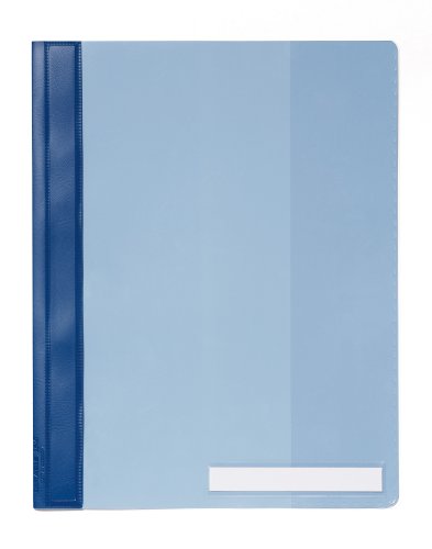 Durable Management Flat File Plastic Clear Front with Title Strip A4 Blue