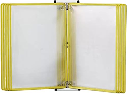 QTNLFCKVZ A4 wall mounted document holder, A4 Wall Hanging Display Book, 10 Pockets Presentation Project Folder for Files(Geel)