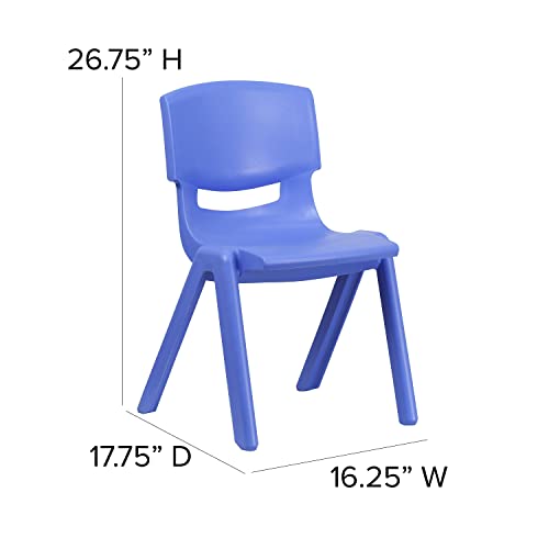 Flash Furniture 15.5 in Plastic Stackable School Chair, Blue, 4-Pack