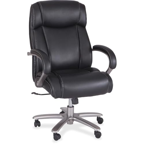 Scranton & Co Big and Tall High Back Office Chair, Bonded Faux Leather, Black Finish, Ergonomic Design with Padded Chrome Armrests, Adjustable Height and Tilt, 500 lbs Capacity, Sturdy 29" Base