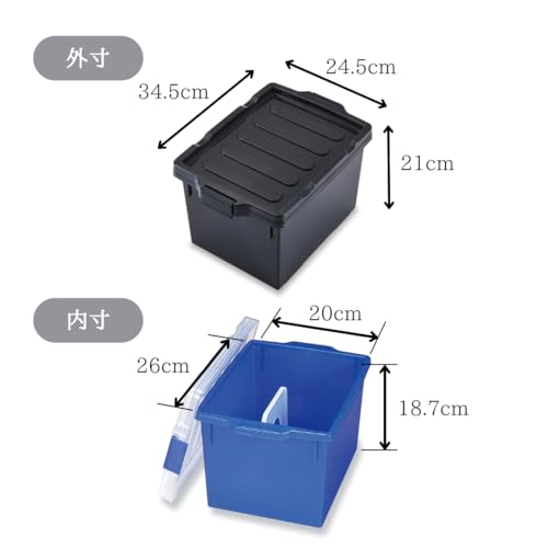 Iseto Doujinshi Storage Case, Black, Modern, Doujinshi and Book Storage Case, 13.6 x 9.6 x 8.3 inches