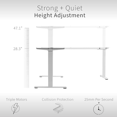 VIVO White Electric Corner 3-Leg Standing Desk Frame, DESK-V123EW