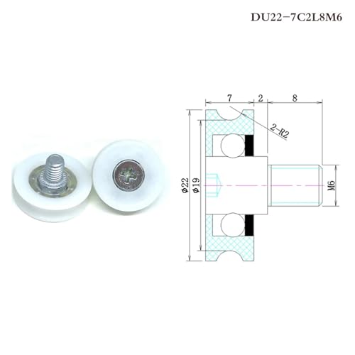 10 pieces outer diameter 22mm drawer type refrigerator printer POM roller DR22-C1L8W7M6 cash register sliding guide pulley DR19 DR22 DU22 (Color : WHITE, Size : DR19-C1L8W6M6)