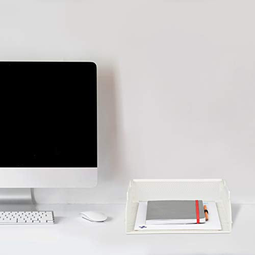 8 x Stackable Document Trays DIN A4 Grid Design Letter Tray Office Metal 25 x 34 cm White