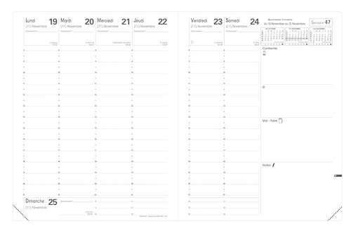 Quo Vadis - Diary - 2025 - President - Weekly Planner - French - Tania - Light Green - 13 months from December to December - 21 x 27 cm - Clairefontaine Paper White - Full Grain Cowhide Leather