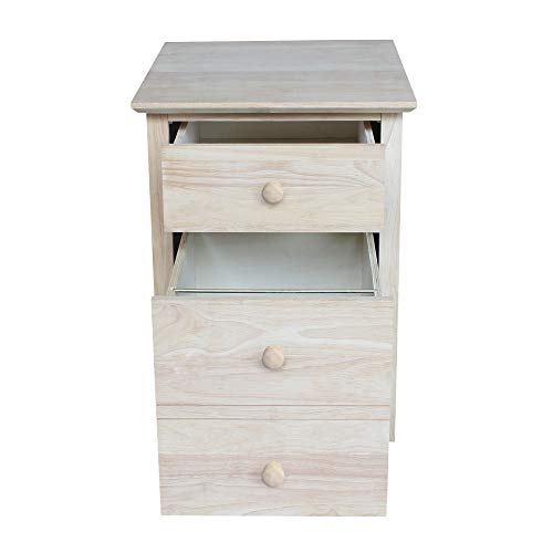 IC International Concepts, Two-Drawer File Cabinet, Solid Real Wood, Sturdy Parawood, Home Office/Study/Living, 8.1"W x 20.9"D x 25.4"H, Customizable Paint/Stain Ready, Unfinished