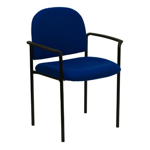 EMMA + OLIVER Navy Fabric Stackable Steel Side Reception Chair