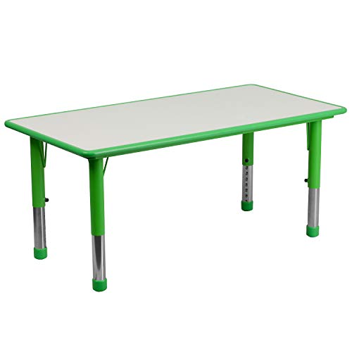Flash Furniture Kids 47.25x23.6 in Plastic Activity Table, Green/Gray
