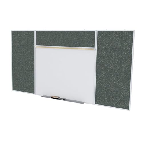 Ghent Style E 4 x 16 Feet Combination Board, Porcelain Magnetic Whiteboard and Recycled Rubber Bulletin Board, Confetti , Made in the USA