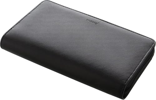 Filofax Saffiano Zip Organizer, Personal Compact Size, Black - Cross-Grain, Leather-Look, Six Rings, Two-Weeks-to-View Insert, English (C028775)
