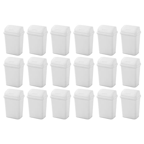 Sterilite Swing Top Wastebasket, Trash Can, 7.8 Gallon, White, 18-Pack