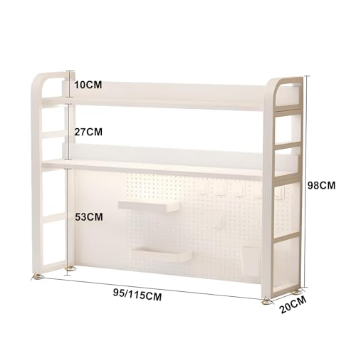 College Dorm Desk Hutch, Metal Desk Hutch Dorm Desktop Bookcase, Computer Desktop Bookcase, Desktop Bookshelf White for Home, Dorm, Office SuppliesWhite-S