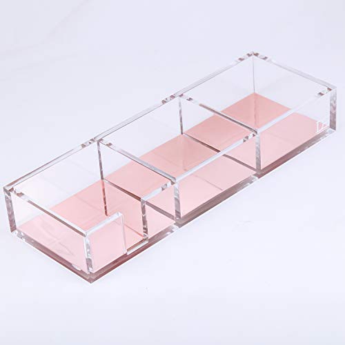 Rose Gold Notes Holder with Cube Memo Pad 320 Sheets, Acrylic 3 in 1 Drawer Organizer by DS DRAYMOND STORY - Desktop Stationery Series (Thank You Gifts for Boss)
