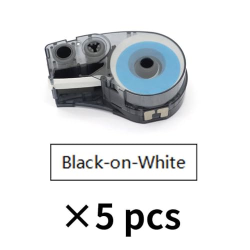 Polypropylene Label Cartridge Compatible with M21 250 7425 Label Printer Black On White 6. 35mm X 6. 4m(5pcs M21-250-7425)