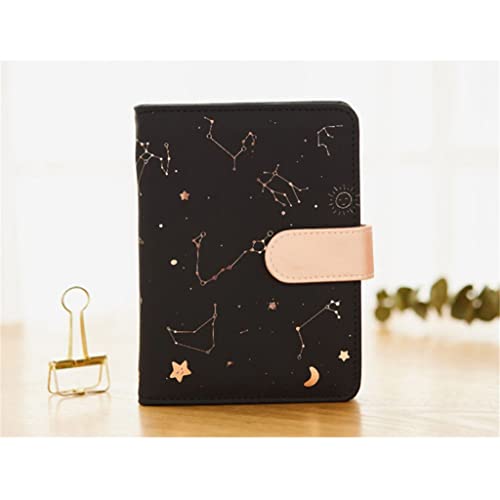 YHdtUO Simplicity High-End Meeting Book Star Leather Snap Stationery Calendar Small Fresh Pad Hand Book,Black