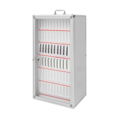 MhdunueSK 72 Slots Aluminum Alloy Pocket Chart, Cell Phone Locker for Classroom, Storage Cabinet for Cell Phones, Wall-Mounted with a Locked