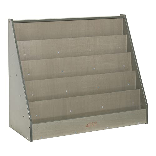 ECR4Kids 5-Shelf Wooden Book Display, Single-Sided Bookshelf, Grey Wash