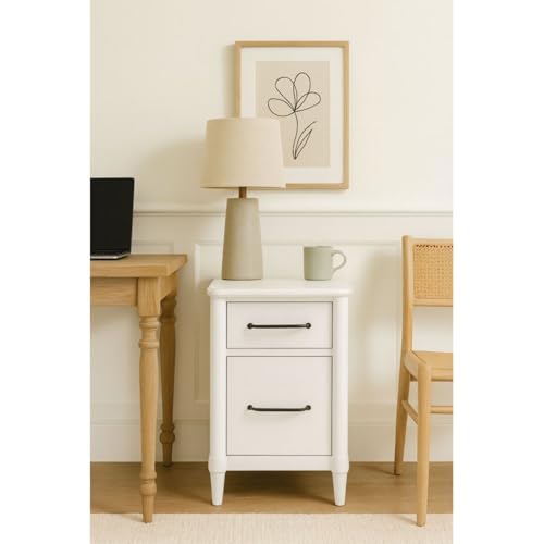 Hassyee Durable Two Spacious Drawers Filing Cabinet with Tapered Legs, Sturdy Frame Office Cabinet Printer Stand with Smooth Ball-Bearing Glides for Home Office, Easy to Assemble