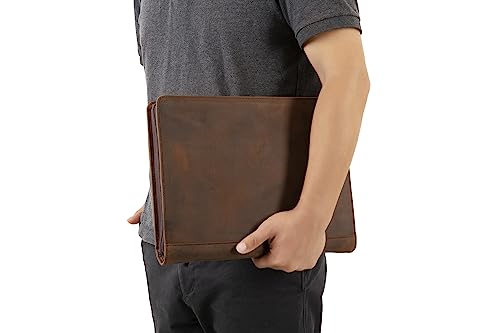 Custom Leather Portfolio, Vintage Binder Engraved, 3 Ring Binder - Handmade Personalized Padfolio for Women & Men - Dark Khaki