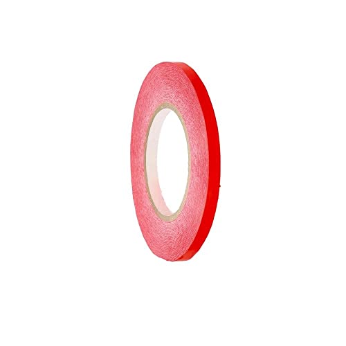 PSBM Red Poly Bag Sealing Tape with Dispenser, 6 Rolls, 2.3 Mil Thick, 3/8 Inch Wide, 180 Yards Per Roll, Total 1080 Yards, Colored Sealer Tapes for Wrapping, Packaging & Sealing Food Products