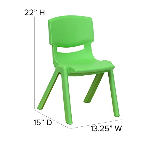 Flash Furniture 4 Pack Green Plastic Stackable School Chair with 12'' Seat Height