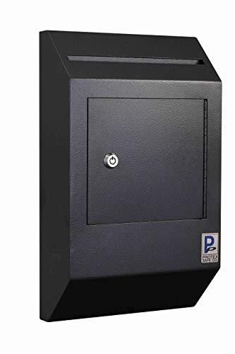 Protex Drop Box Security Lock Box (WDB-110)-Black,Heavy duty,Piano hinge, Secure suggestions, ballots, mail, money, rent checks and more