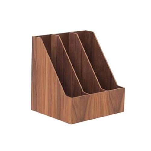 File Rack File Holder 3 Vertical Compartments Magazine File Holder,Desk Organizer Document Folder Letter Trays(Brown)