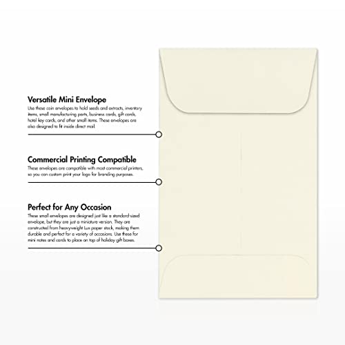 LUXPaper #1 Coin Envelopes | 2 1/4" x 3 1/2" | Natural | 80lb. Text | 500 Qty
