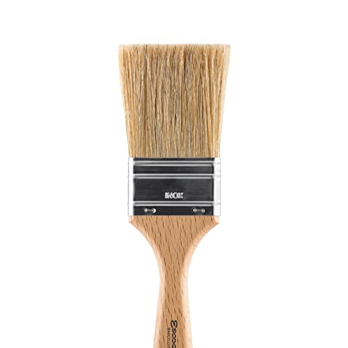 Escoda Series 8348 Artist Oil and Acrylic Paint Brush for Murals, Decorative Work & Faux Finishing, Natural Chungking Hog Bristle, Flat Triple Thick Bristle, Size 12