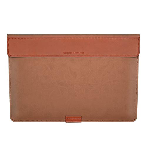 BEFINE 15 inch Premium Leather Tasca Stand Sleeve with Pu Inner Suede Durable Case Designed by a Craftsmen Compatible for MacBook Pro & Microsoft Surface Laptop 3, Apple Laptop (Dark Tan)