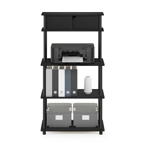 Furinno Turn-N-Tube Toolless Multipurpose Printer Stand Display Storage Shelf with Top Cabinet, Americano/Black