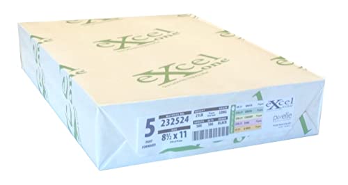 Excel One Carbonless 5-Part Forward Paper (White/Green/Canary/Pink/Gold), 8.5" x 11", 21-lb (232524) - 100 Sets Per Ream - Single (1) Ream