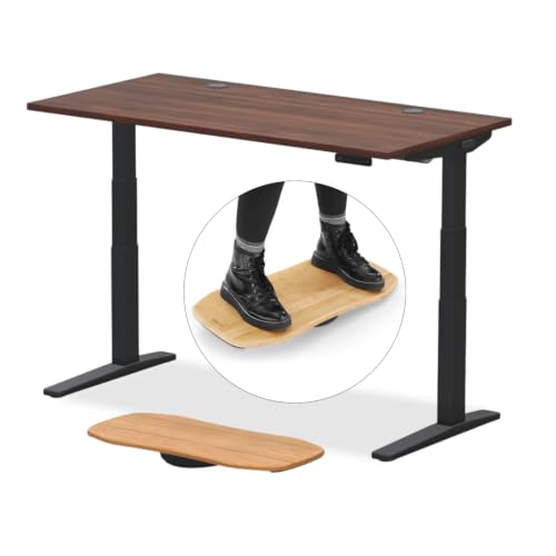 UPLIFT DESK V3 2-Leg Walnut Laminate Wood Standing Desk – Adjustable Height, Advanced 1-Touch Memory Keypad, Under Desk Cable Management, Wire Grommets & Rocker Board (Black C-Frame, 60 x 30 inch)
