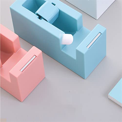 MENGKK Office Tape Dispensers Creative Square Plastic Tape Dispenser Adhesive Masking Tape Organizer Cutter Stand Holder Desktop Office School Supplies(White)