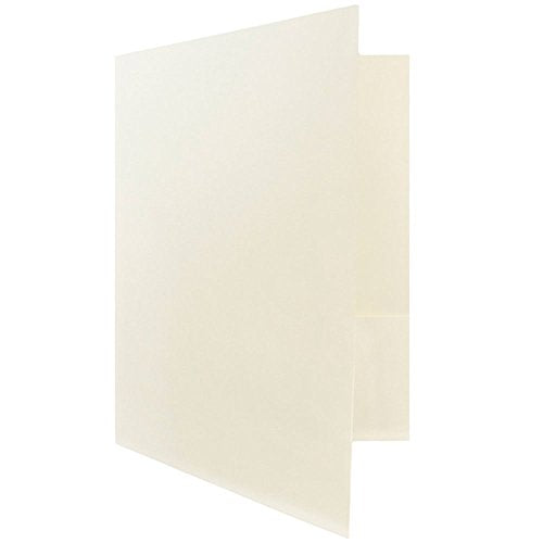 JAM PAPER Two Pocket Textured Linen Presentation Folders - Letter Size Business Folder - Ivory - Bulk 100/Box