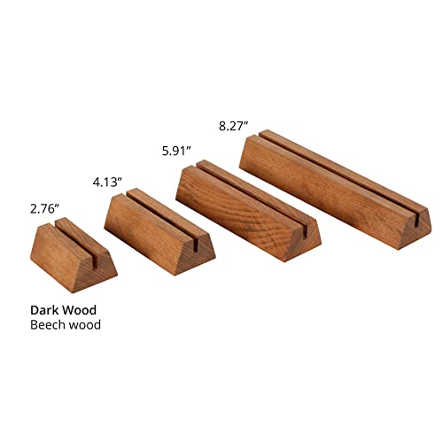 M&T Displays Wooden Pyramid Business Desk Card Holder 8.26x1.89 Inch Dark Wood Desktop Organizer Table Top Decor Display Stand Sign Accessories for Office Restaurant Store Home Decoration (10 pack)