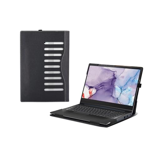 Laptop Cover for Lenovo V15 G5 IRL|V15 G3 ABA|V15 G3IAP|V15 G2 IJL| V15 G4 ABP| V15 G4 AMN |V15 G4 IAH|V15 G4 IAN|V15 G4 IRU15.6 Laptop Case PU Leather Inner Pocket Cover (Gray-Black)