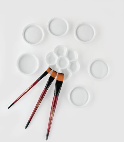 Creative Mark Ebony Splendor Long-Handled Synthetic Sable Paint Brush, Bright Set of 7, Teijin Multi-Filament Hair, Handcrafted Synthetic Paint Brushes for Acrylic Painting, Watercolor Painting & More