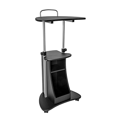 HomJoones Rolling Desk, Adjustable Height Laptop Cart with Storage，Black
