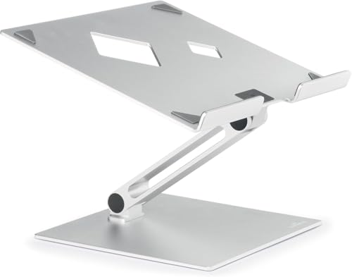 Durable Folding Adjustable Laptop & Tablet Holder - Non Slip Silver Aluminum Laptop Mount for 10" - 17" Laptops - Portable Laptop Stand Folds for Easy Storage