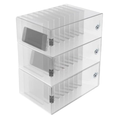Wcxixo Cell Phones Storage Cabinet Wall-Mounted Pocket Chart Storage Locker Box Classroom Pocket Chart with Handle and Security Lock Cell Phone Holder Mobile Phone Lock Box for Classroom Office