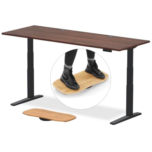 UPLIFT DESK V3 2-Leg Walnut Laminate Wood Standing Desk – Adjustable Height, Advanced 1-Touch Memory Keypad, Under Desk Cable Management, Wire Grommets & Rocker Board (Black C-Frame, 80 x 30 inch)