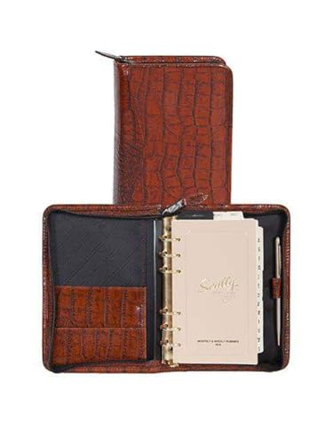 Scully 8002Z-0 Unisex Leather Zip Weekly Organizer, Dark Brown - 42