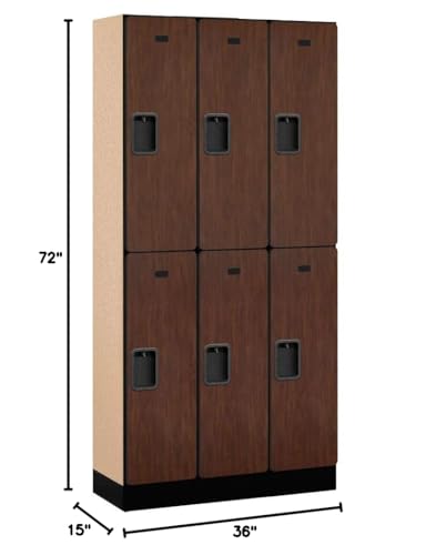 Salsbury Industries Double Tier Designer Wood Locker, Mahogany, 6' 3" x 15"