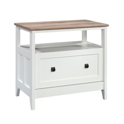 Daklpiw File Cabinet 1-Drawer with Open Shelf, Legal Size Filing Cabinet - Soft White Finish