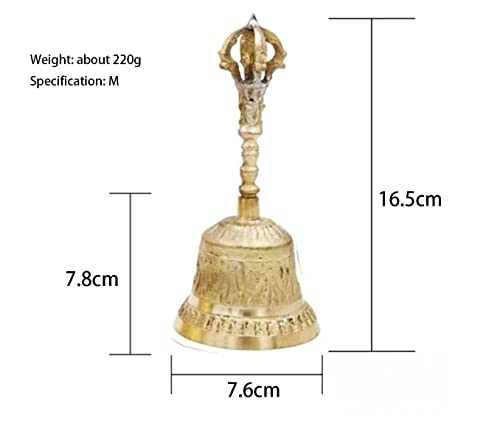 ALZBNDEOH Hand Bell Extra Loud Solid Brass Call Bell， Luxury Table Decoration Dinner Bell, Corporate Rewards Vintage Engraving Pattern Handheld Bell(OneColor,Large)