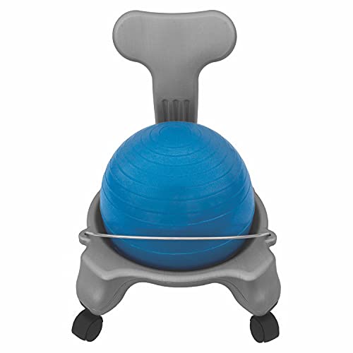 Champion Sports Youth Kid's Exercise Ball Chair: FitPro Balance Ball Chair with Wheels and Back Support for Home or School - Includes Hand Pump - Ages 8 and Older